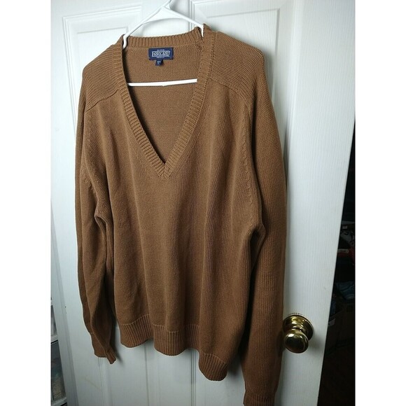 Lands End Men's Brown V Neck Long Sleeve Sweater. Size L - Picture 2 of 12